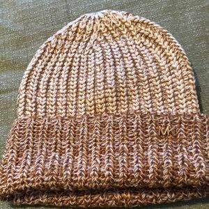 Michael Kors Brown Knit Beanie with Gold Accent